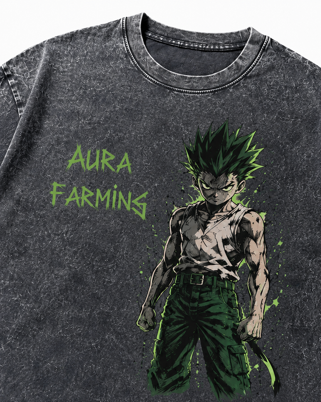 GREEN GAZE Oversized Tee — Washed Black