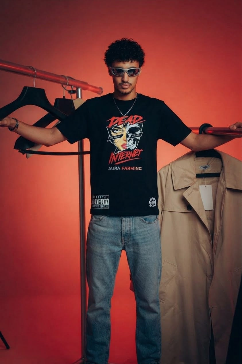 Dead Internet Oversized Tee – Black