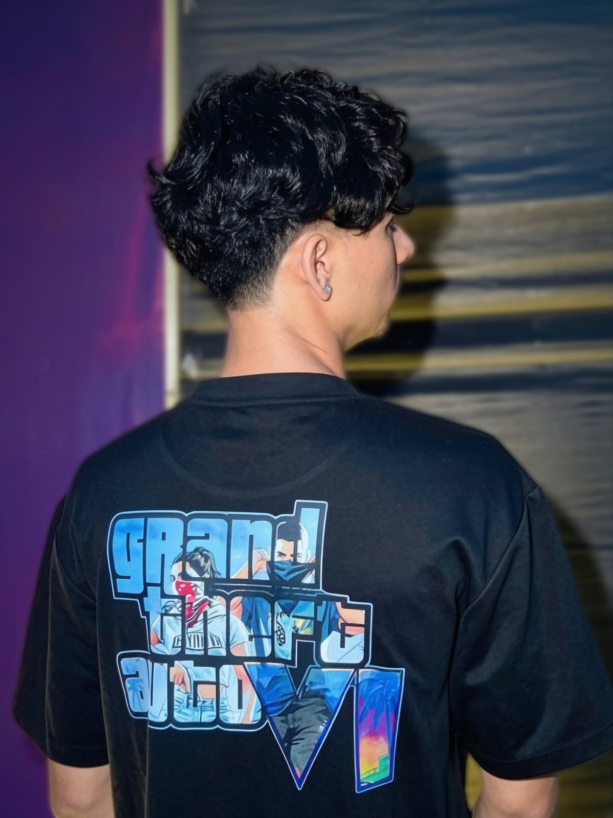 (GTA 6)Neon Vice Oversized Tee – Black