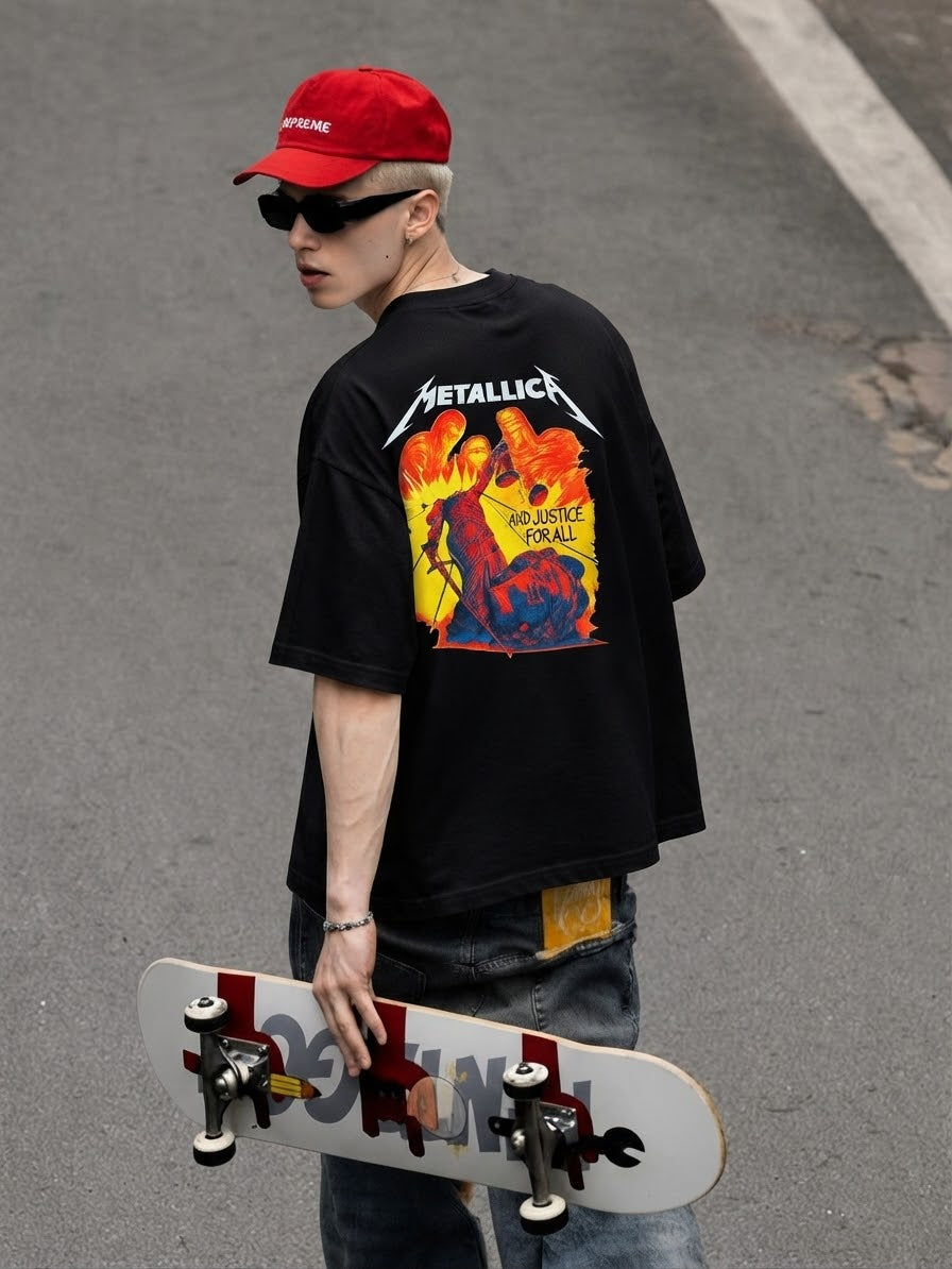 Justice Flame Tee – Black
