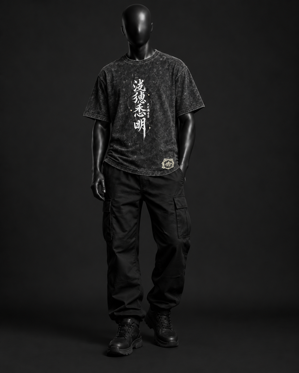 Fox Spirit Acid Wash Tee – Black