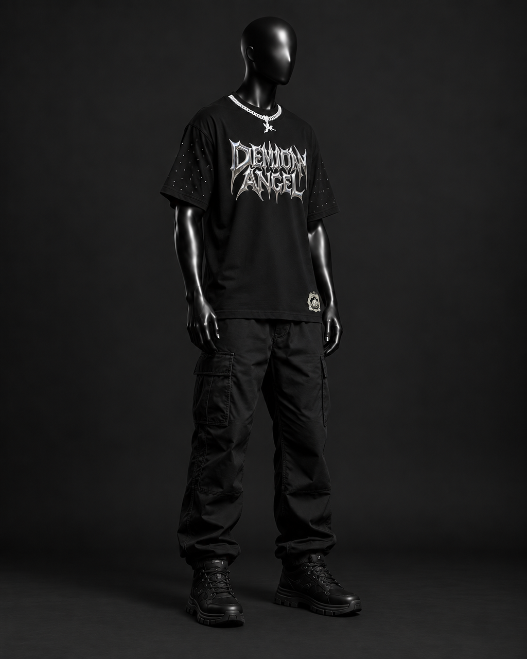 Demon Angel Oversized Tee – Black
