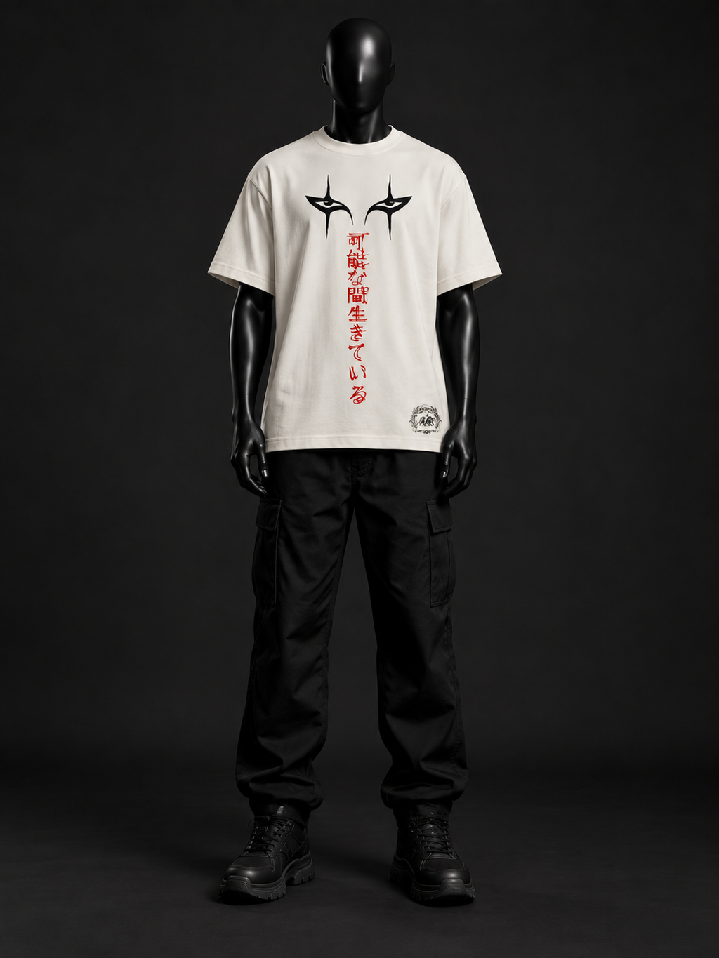 Infernal Gaze Oversized Tee – Bone