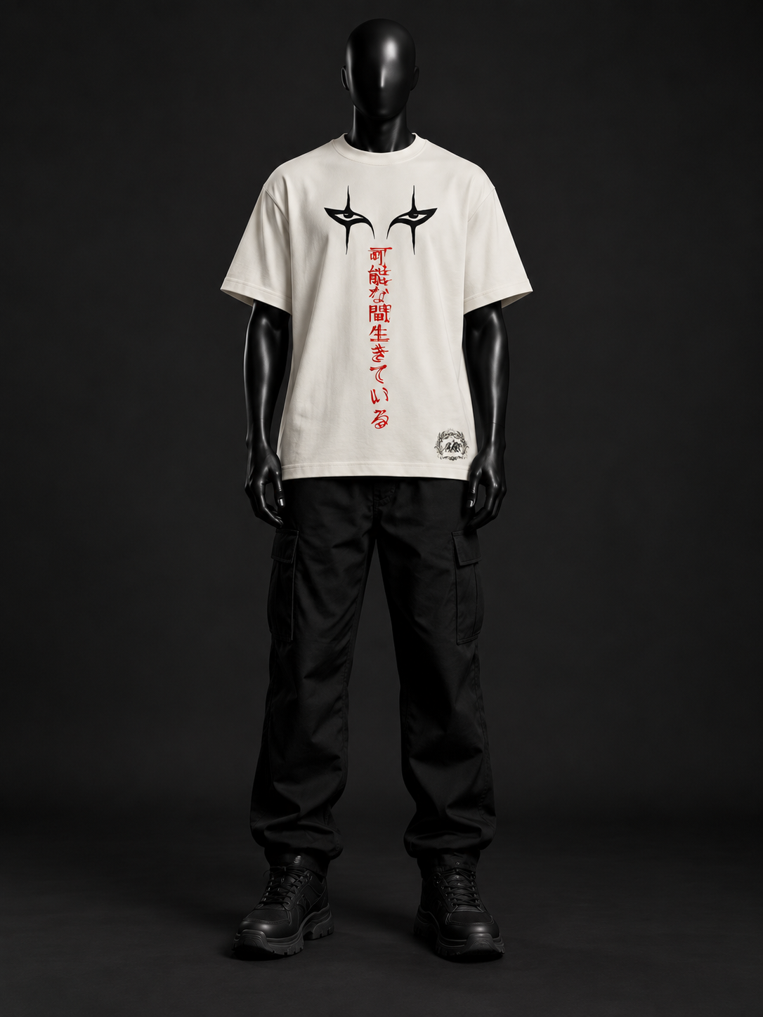 Infernal Gaze Oversized Tee – Bone