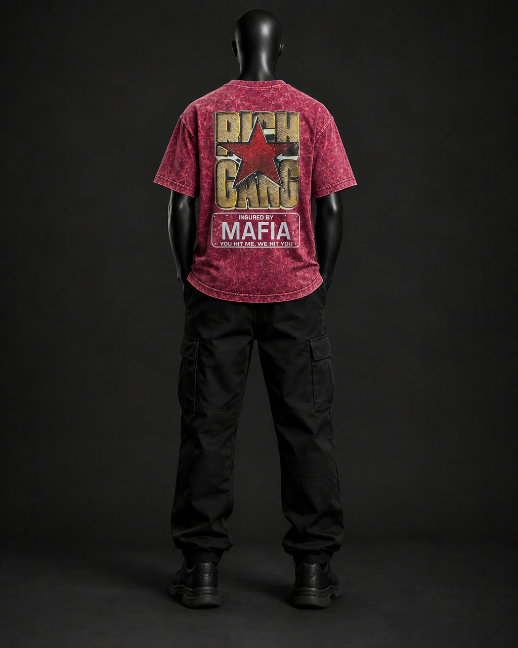 Rich Gang Acid Wash Tee – Crimson