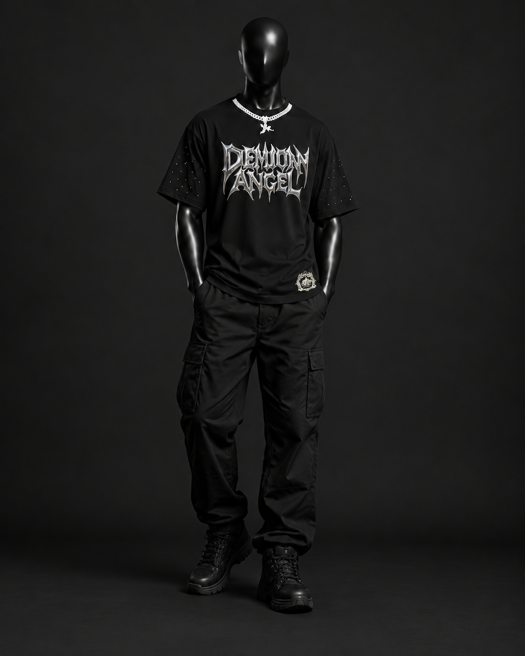 Demon Angel Oversized Tee – Black