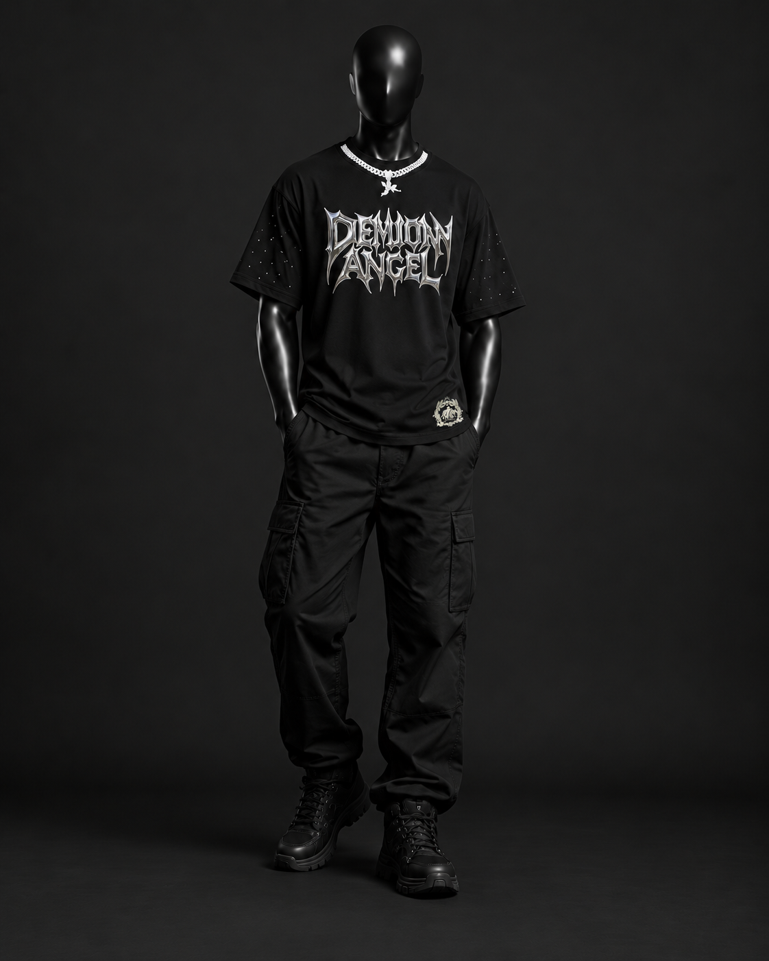 Demon Angel Oversized Tee – Black