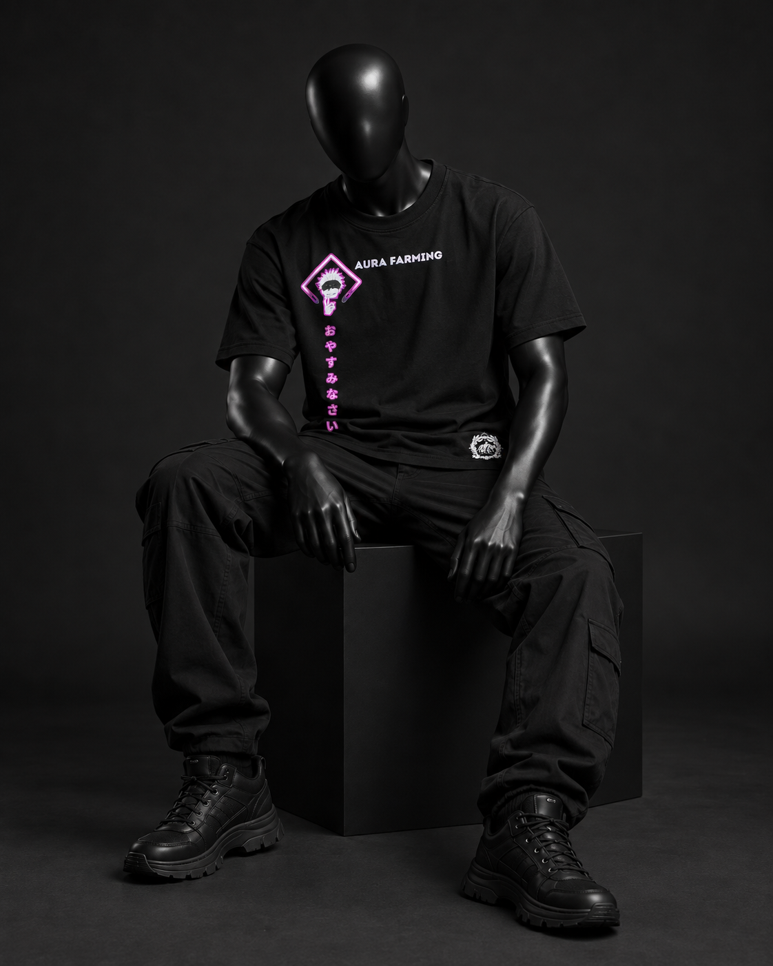 Midnight Satoru Oversized Tee – Black