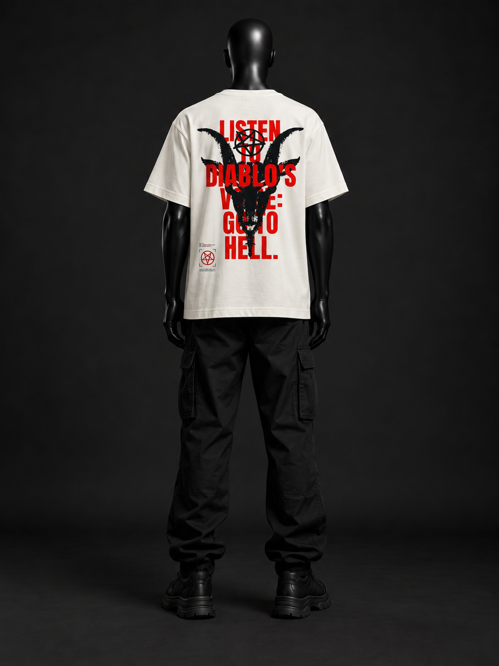Infernal Gaze Oversized Tee – Bone