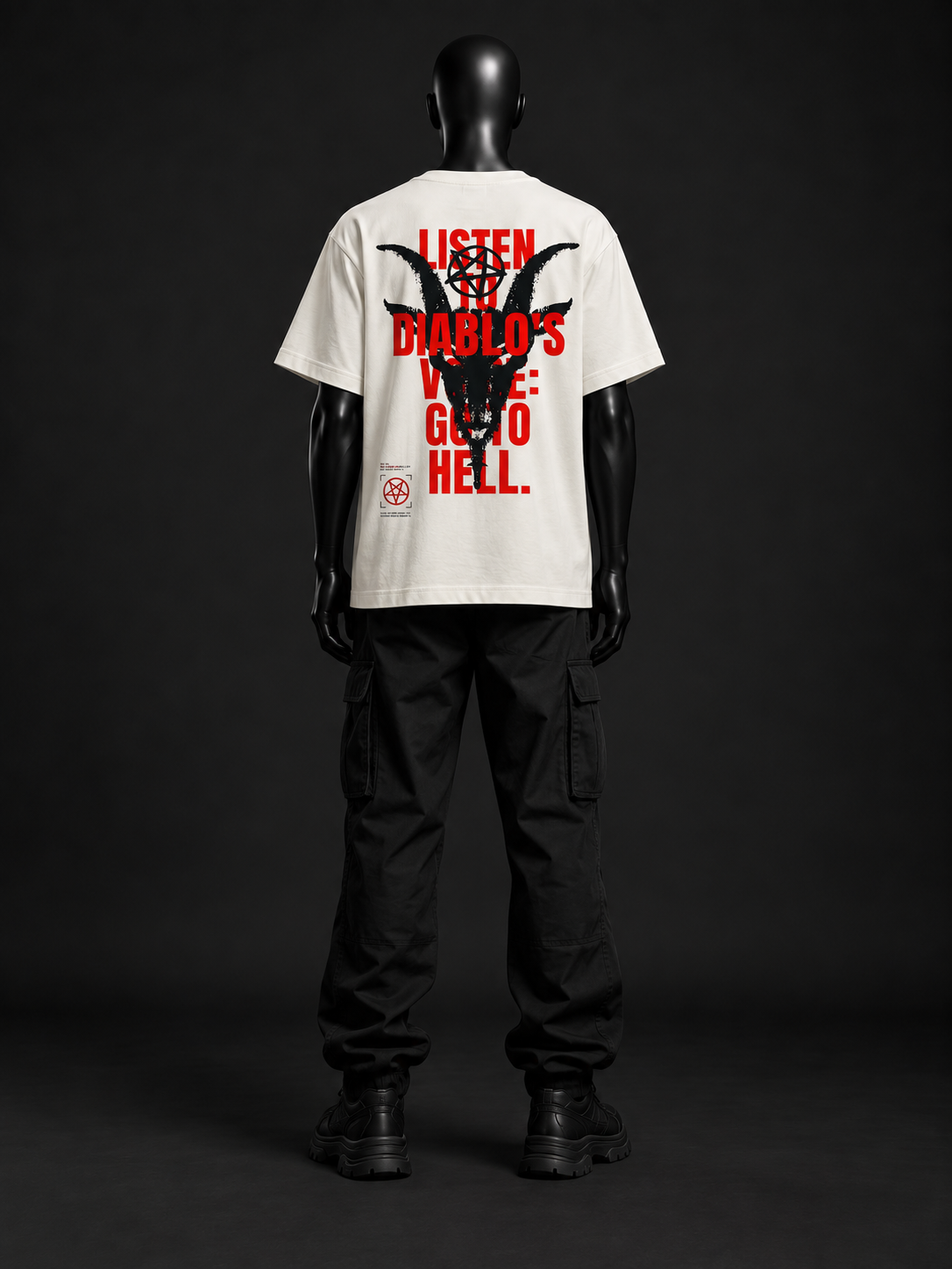 Infernal Gaze Oversized Tee – Bone