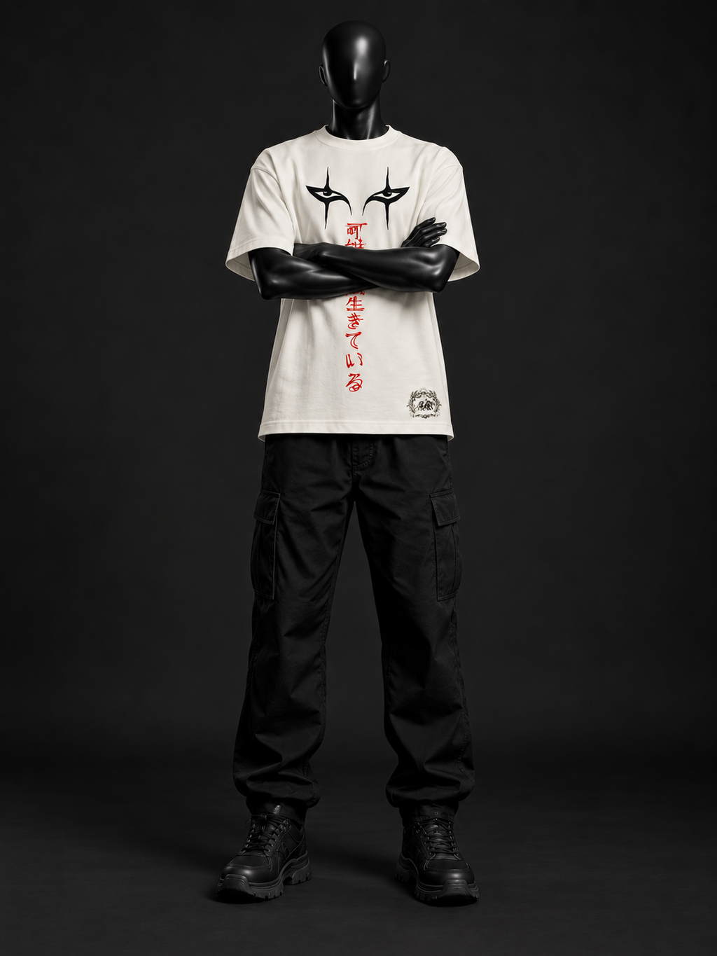 Infernal Gaze Oversized Tee – Bone