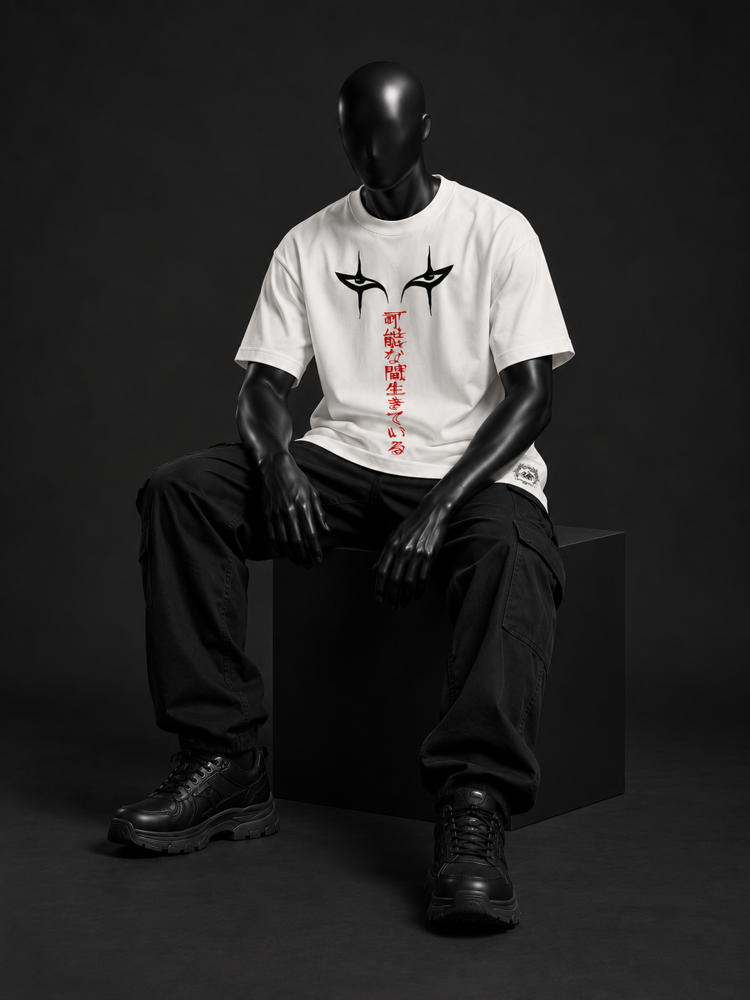 Infernal Gaze Oversized Tee – Bone