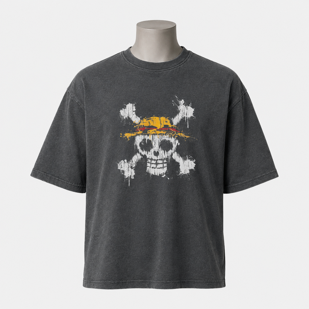 PIRATE CODE Oversized Tee — Washed Black