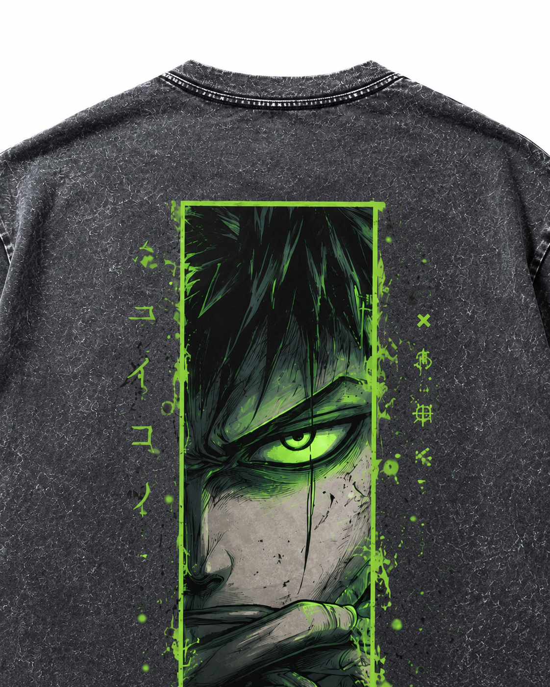 GREEN GAZE Oversized Tee — Washed Black