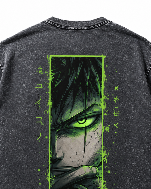 GREEN GAZE Oversized Tee — Washed Black