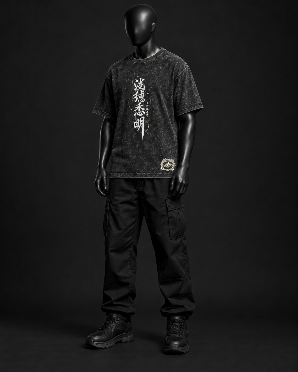 Fox Spirit Acid Wash Tee – Black