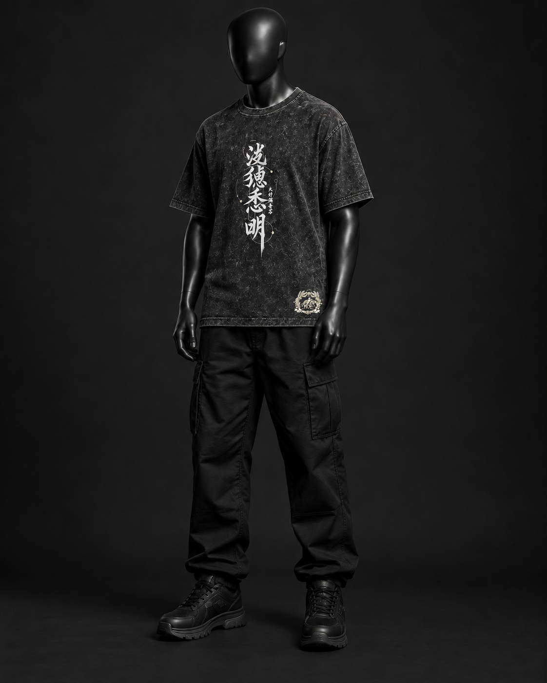 Fox Spirit Acid Wash Tee – Black