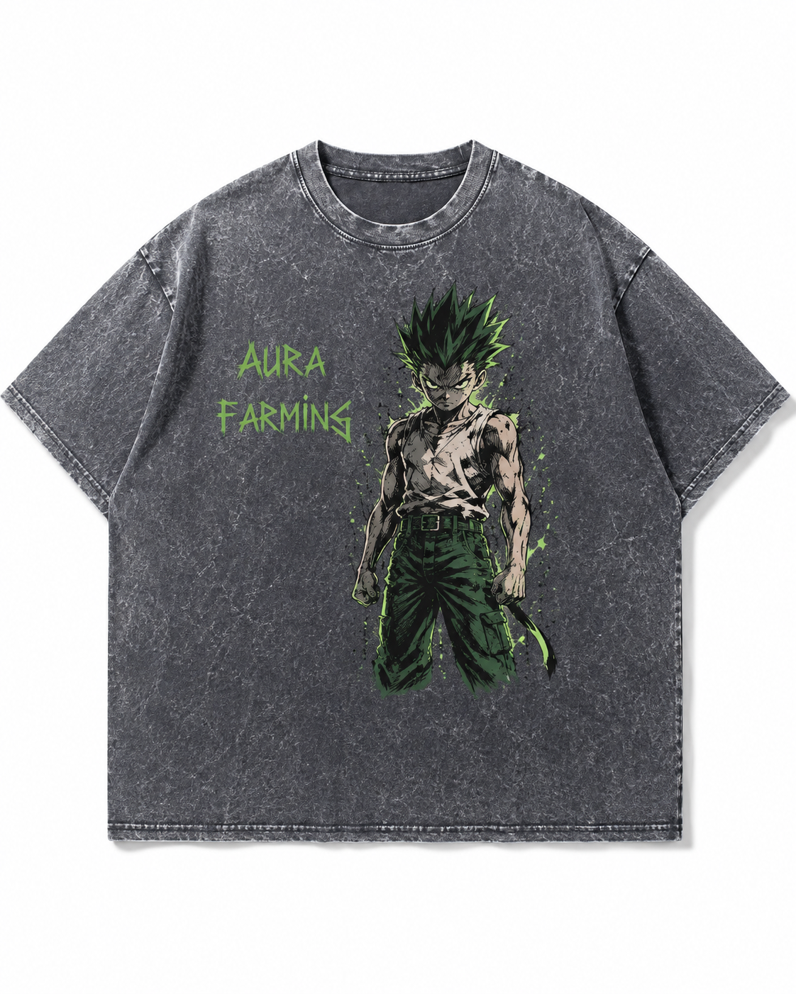 GREEN GAZE Oversized Tee — Washed Black