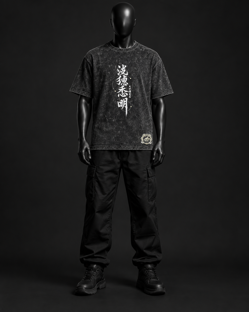 Fox Spirit Acid Wash Tee – Black