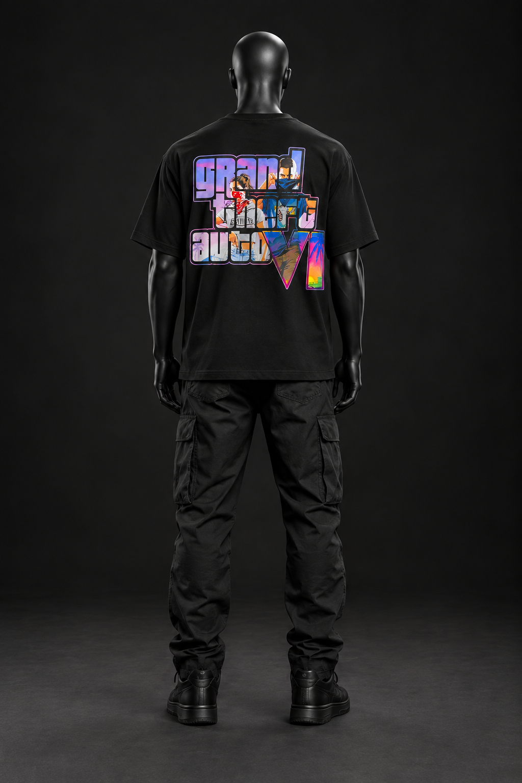 Neon Vice Oversized Tee – Black