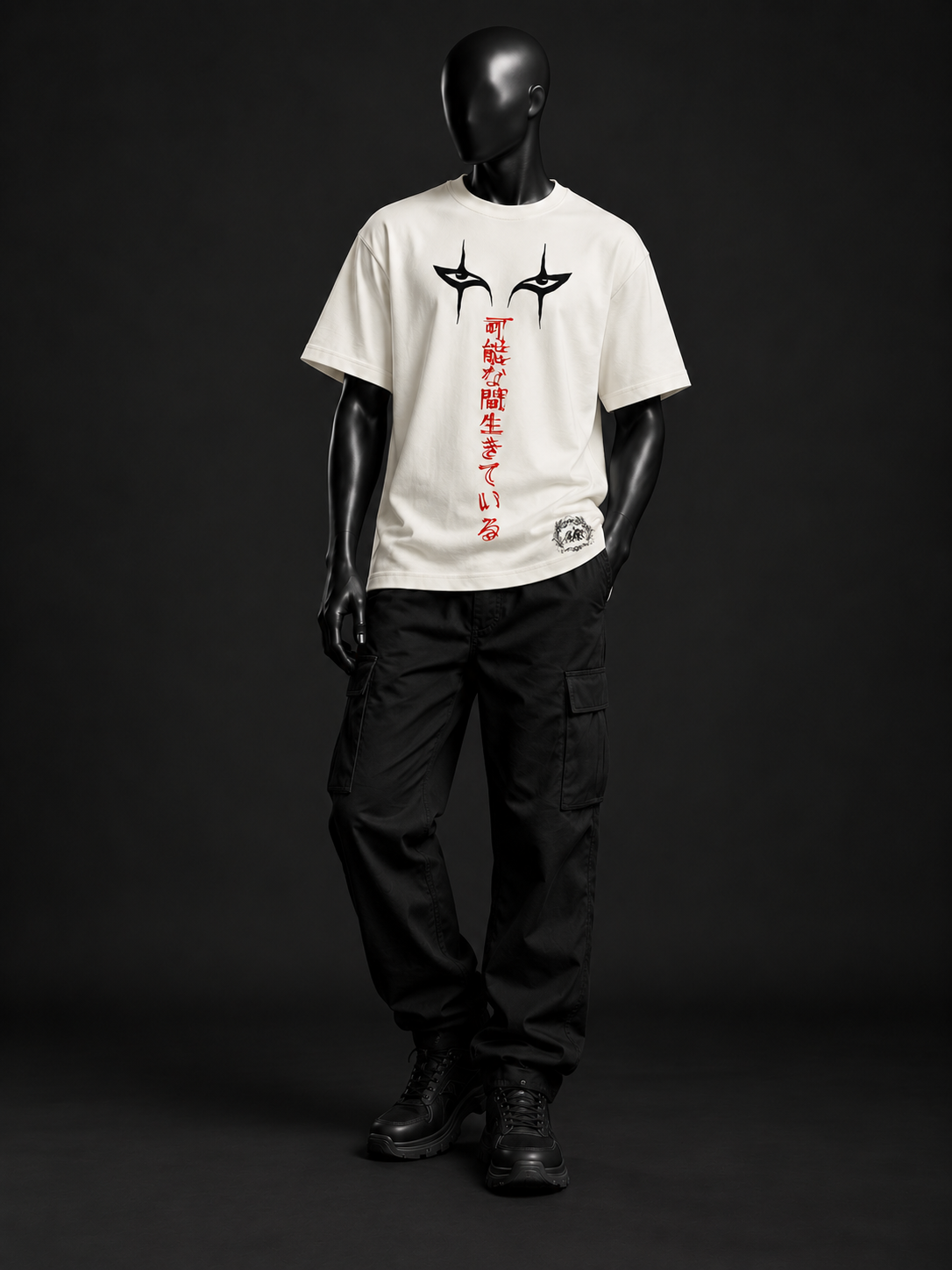 Infernal Gaze Oversized Tee – Bone