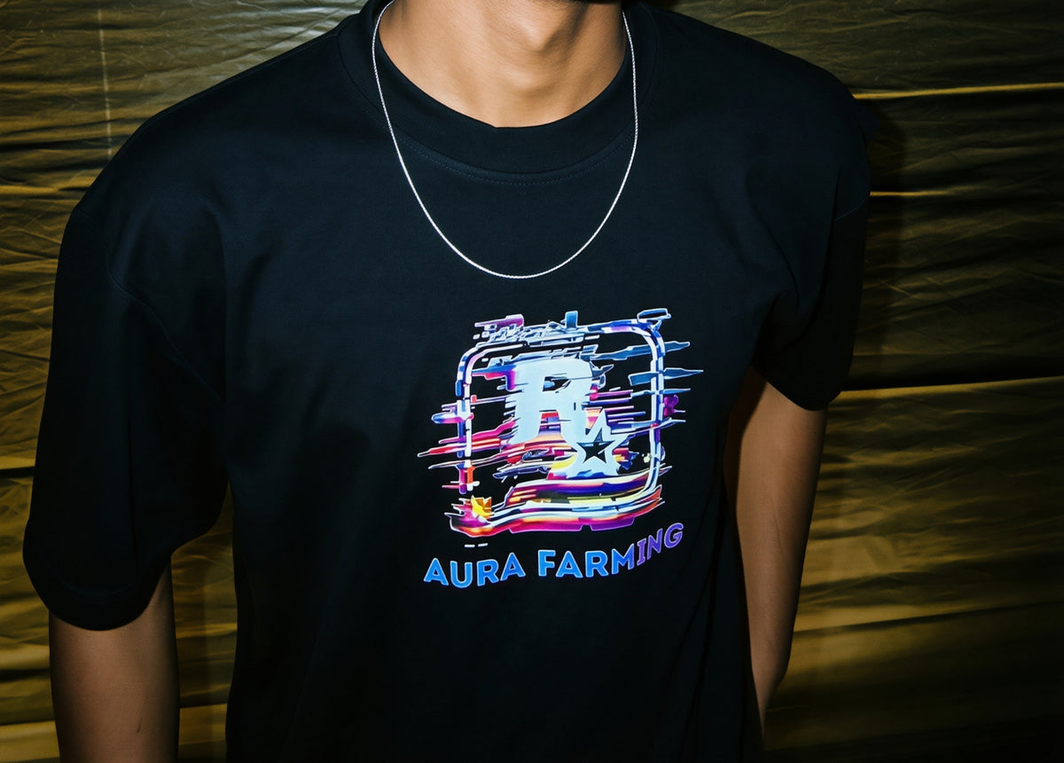 (GTA 6)Neon Vice Oversized Tee – Black