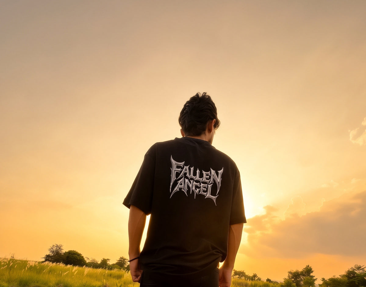 Fallen Angel Oversized Tee – Black