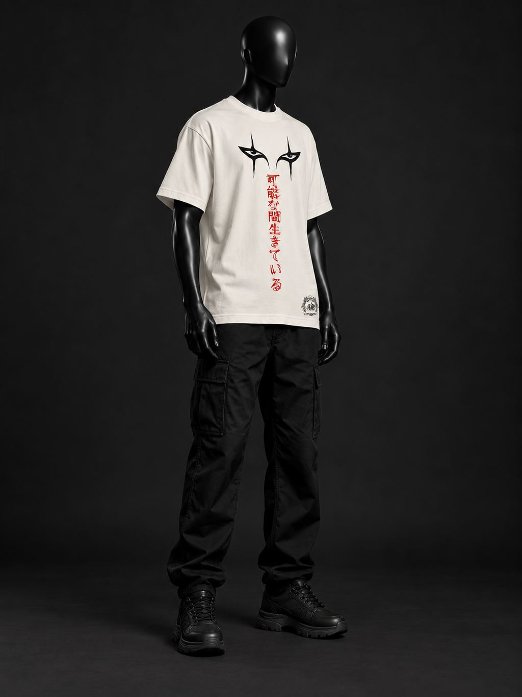 Infernal Gaze Oversized Tee – Bone