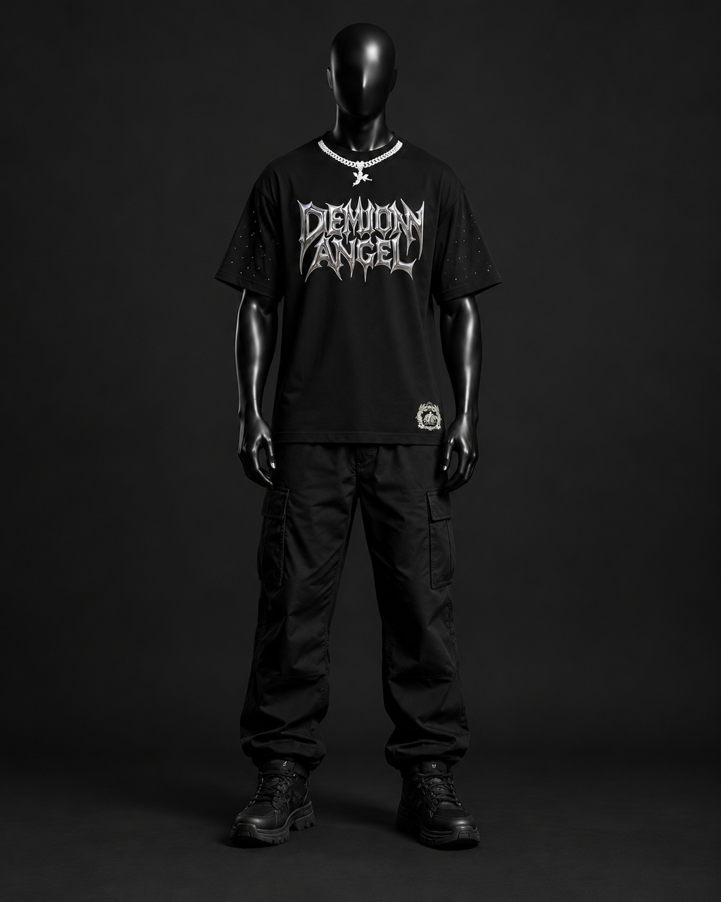 Demon Angel Oversized Tee – Black