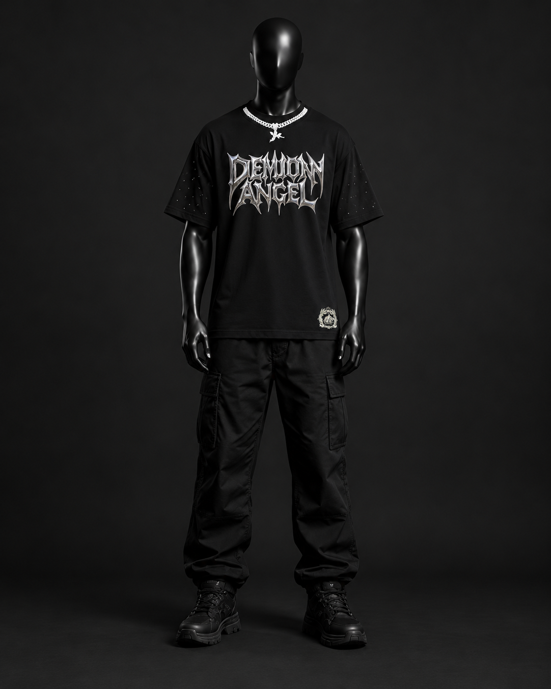 Demon Angel Oversized Tee – Black