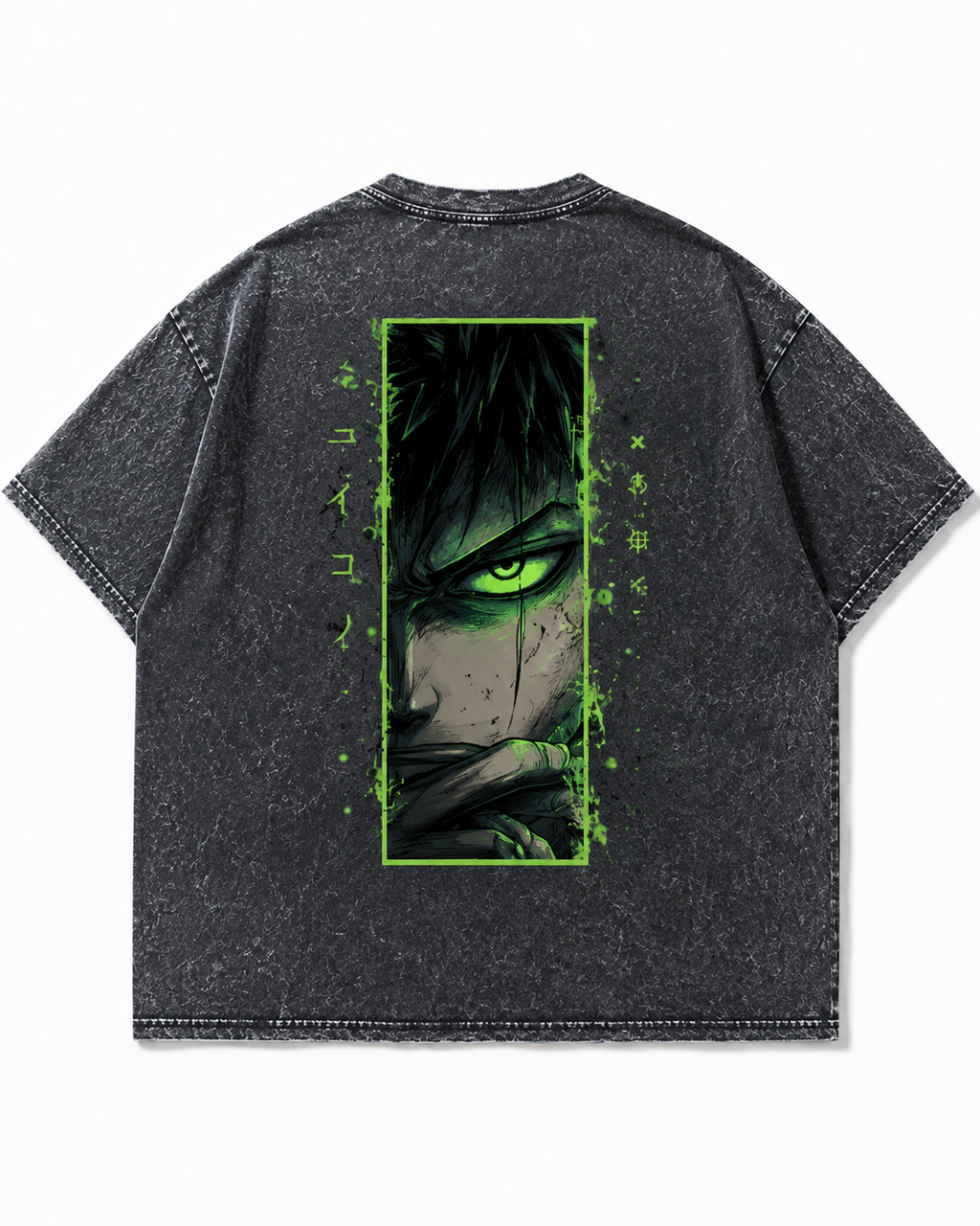 GREEN GAZE Oversized Tee — Washed Black