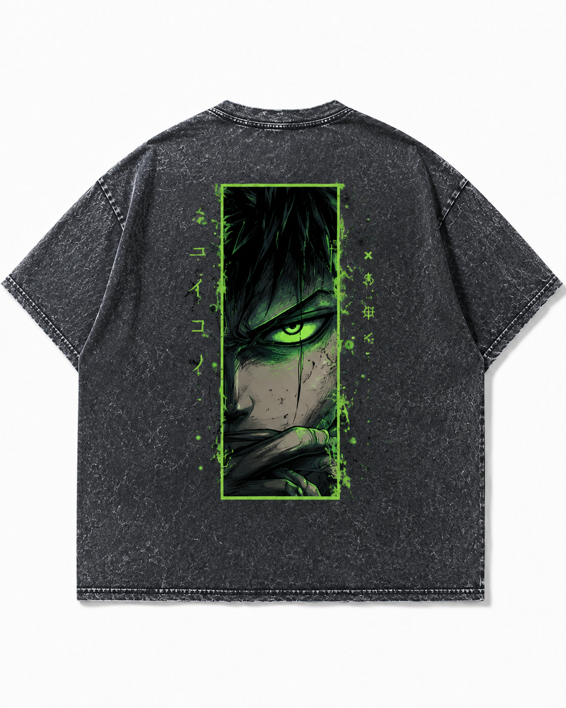 GREEN GAZE Oversized Tee — Washed Black