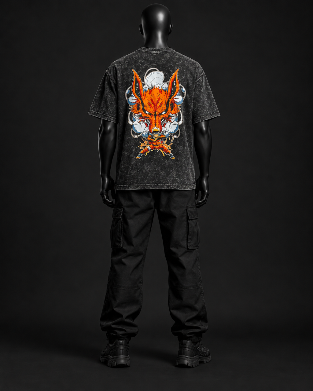 Fox Spirit Acid Wash Tee – Black
