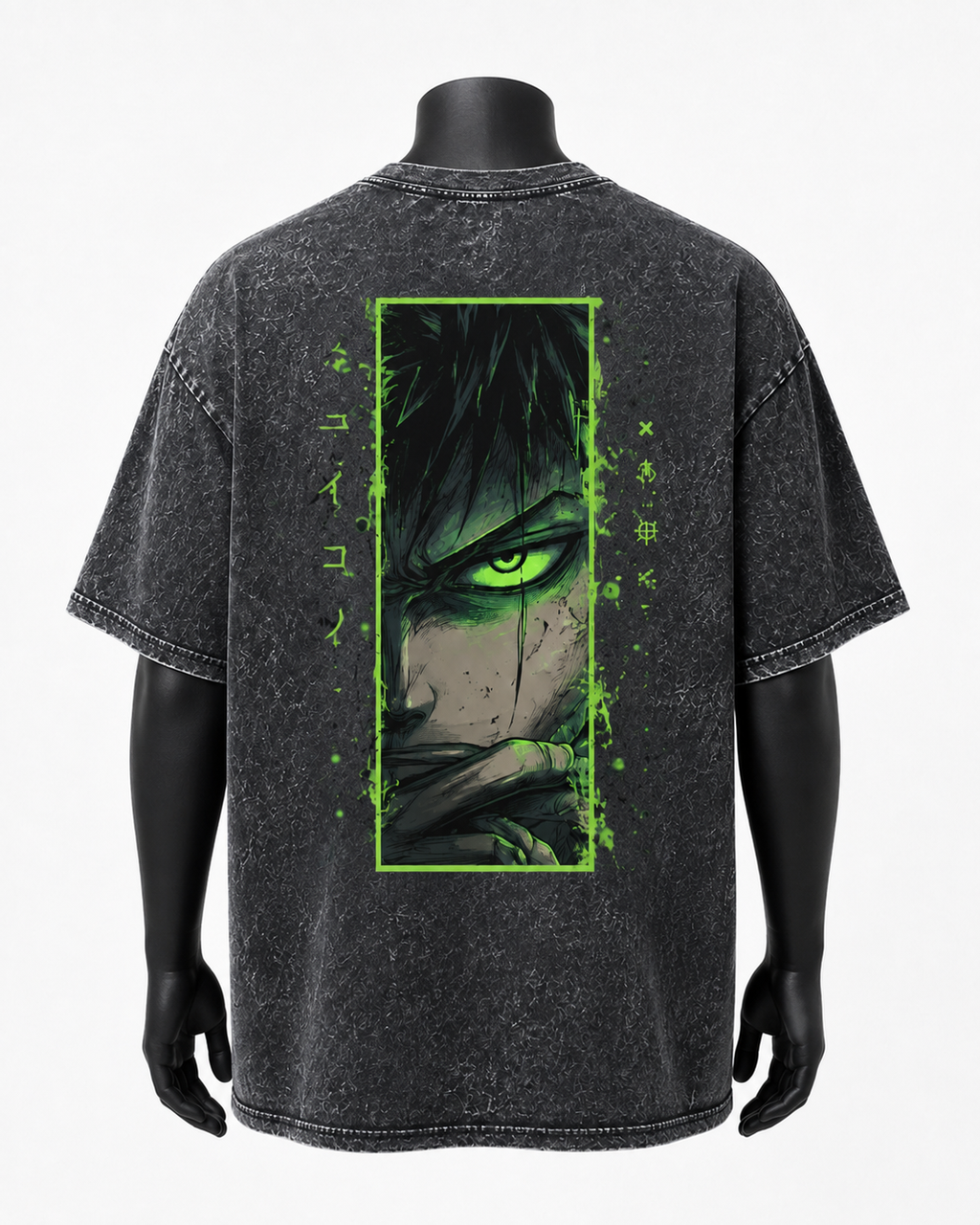 GREEN GAZE Oversized Tee — Washed Black