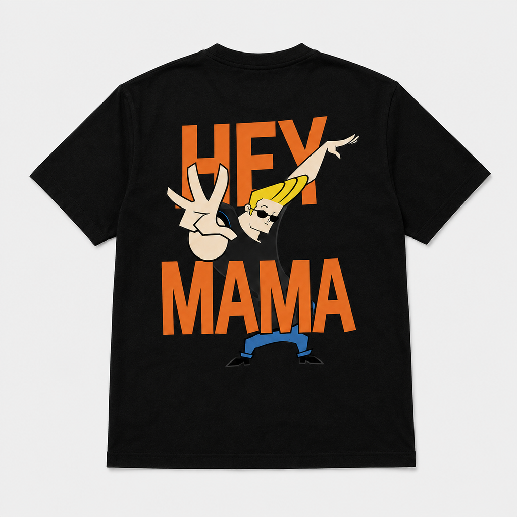 HEY MAMA Oversized Tee — Black
